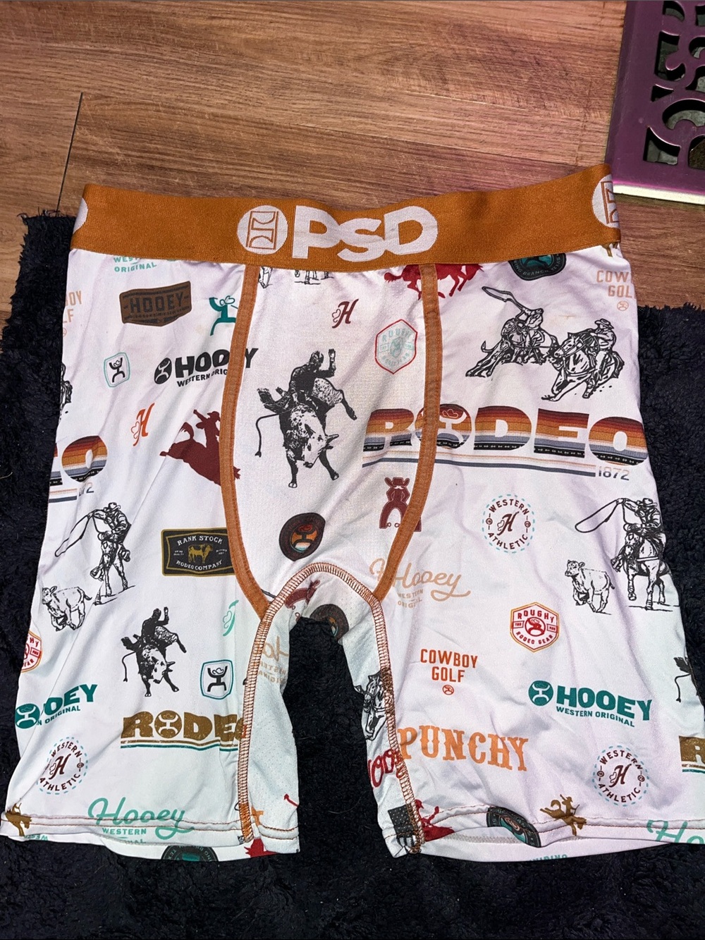PSD Rodeo Print Boxer Briefs - White with Brown Accents